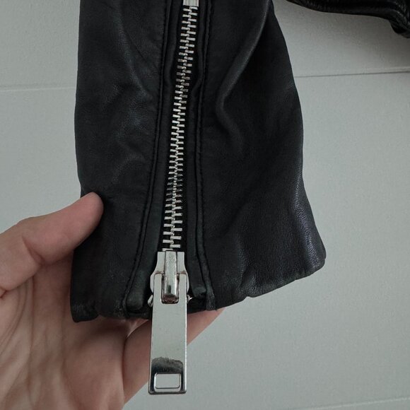ZARA 100% Lambskin Leather Biker Jacket Size S 🖤 - Picture 8 of 16